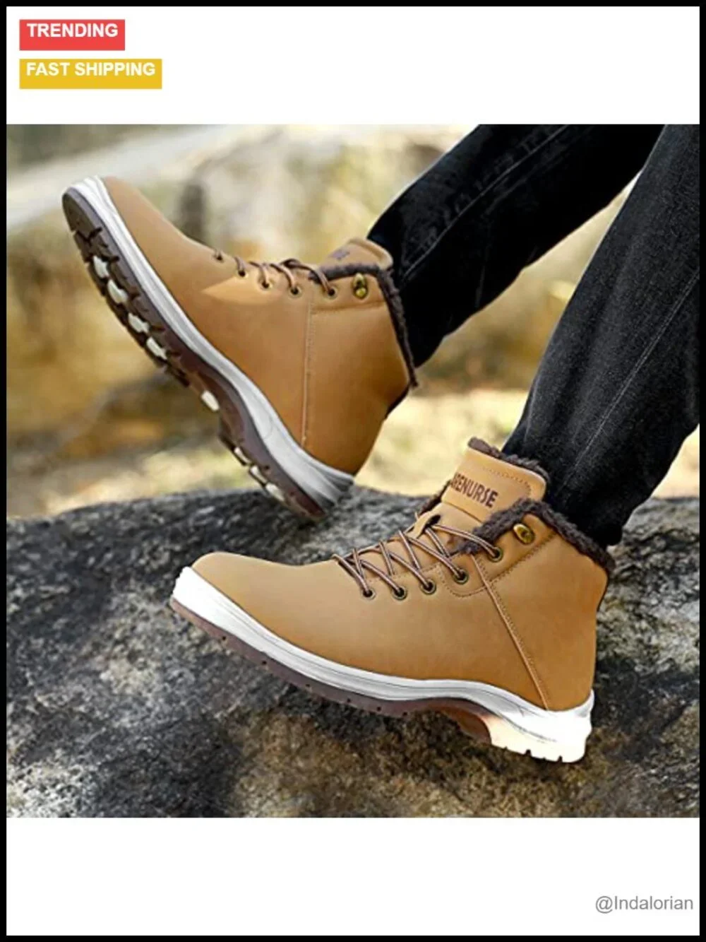 Men's Water Resistant Faux Fur Lined Snow Boots Anti Slip Lightweight Work